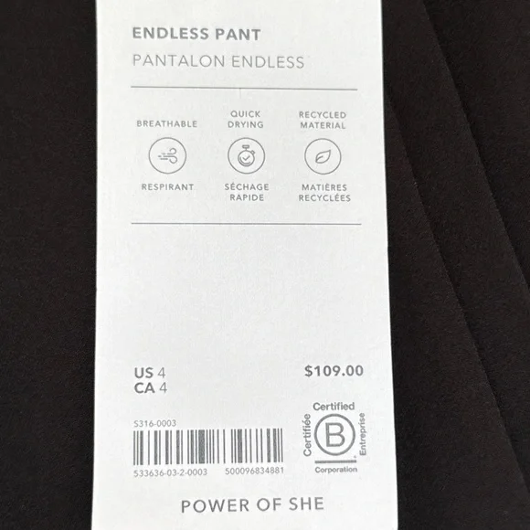 NWT Athleta Endless High Rise Pant Black Size 4 - Picture 3 of 16